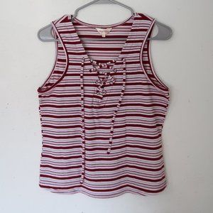 Criss Cross Tied Striped Tank Top